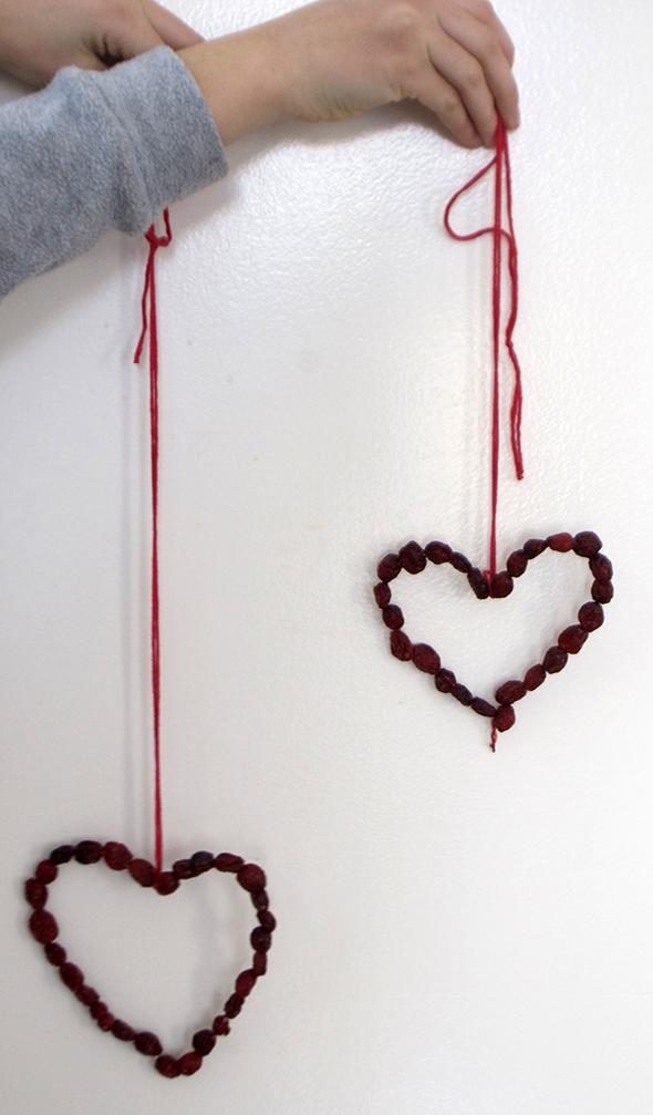 hearts wire dried berries chain pendant